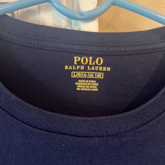 Size 14-16 navy blue Ralph Lauren t shirt. - Picture 2 of 2